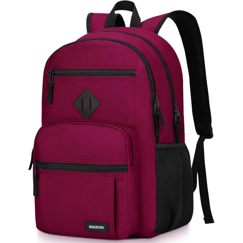 imageBIKROD Backpack for Boys Men School Backpack for Teens Girls Lightweight Casual High School Bookbag Dailyuse Travel Laptop Backpack Fits 156 Inch NotebookRed