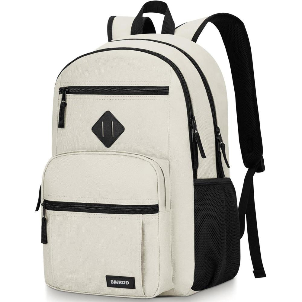 imageBIKROD Backpack for Boys Men School Backpack for Teens Girls Lightweight Casual High School Bookbag Dailyuse Travel Laptop Backpack Fits 156 Inch NotebookBeige