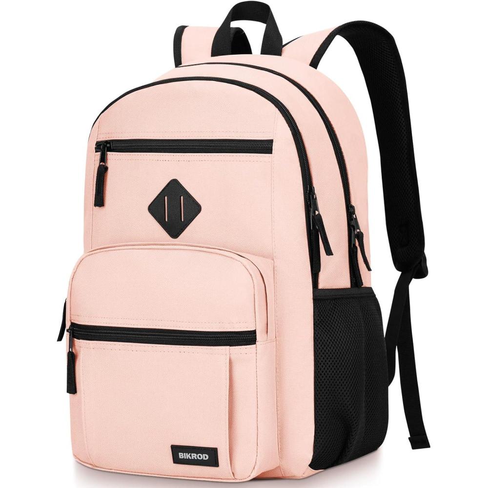 imageBIKROD Backpack for Boys Men School Backpack for Teens Girls Lightweight Casual High School Bookbag Dailyuse Travel Laptop Backpack Fits 156 Inch NotebookPink