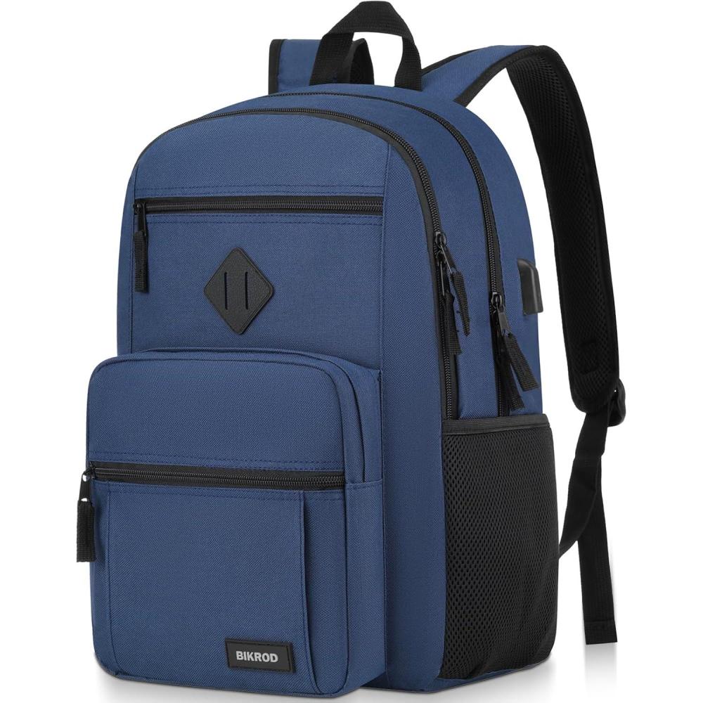 imageBIKROD Backpack for Boys Men School Backpack for Teens Girls Lightweight Casual High School Bookbag Dailyuse Travel Laptop Backpack Fits 156 Inch NotebookBlue
