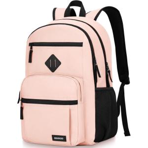 BIKROD Backpack for Boys Men, School Backpack for Teens Girls, Lightweight Casual High School Bookbag, Daily-use Travel Laptop Backpack Fits 15.6 Inch Notebook(Pink)