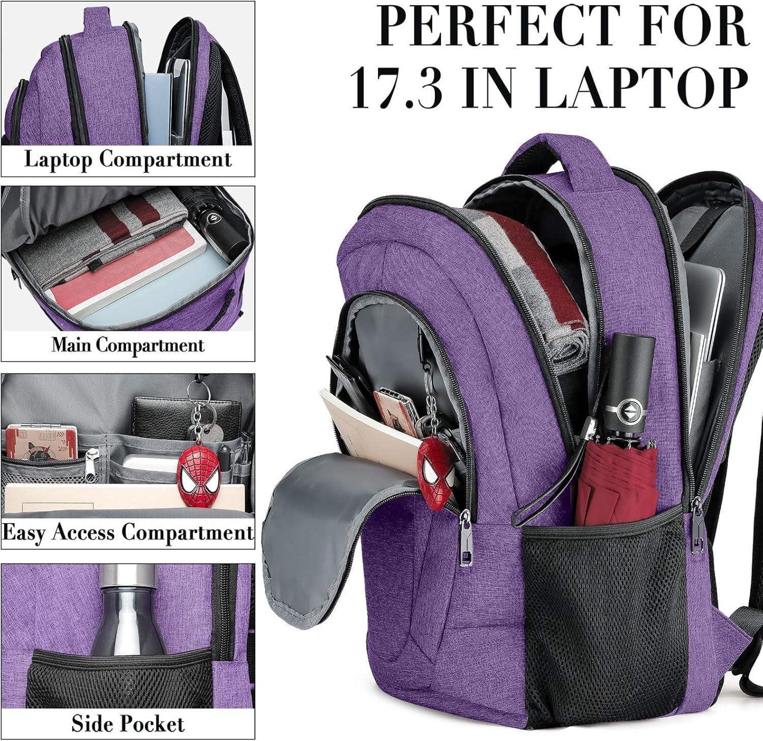 imageBIKROD Backpack for Women and Men Extra Large School Backpacks for Teens Water Resistant Back Pack Fits 17 Inch Laptop Business Anti Theft Sturdy Computer Bag Gifts PurplePurple