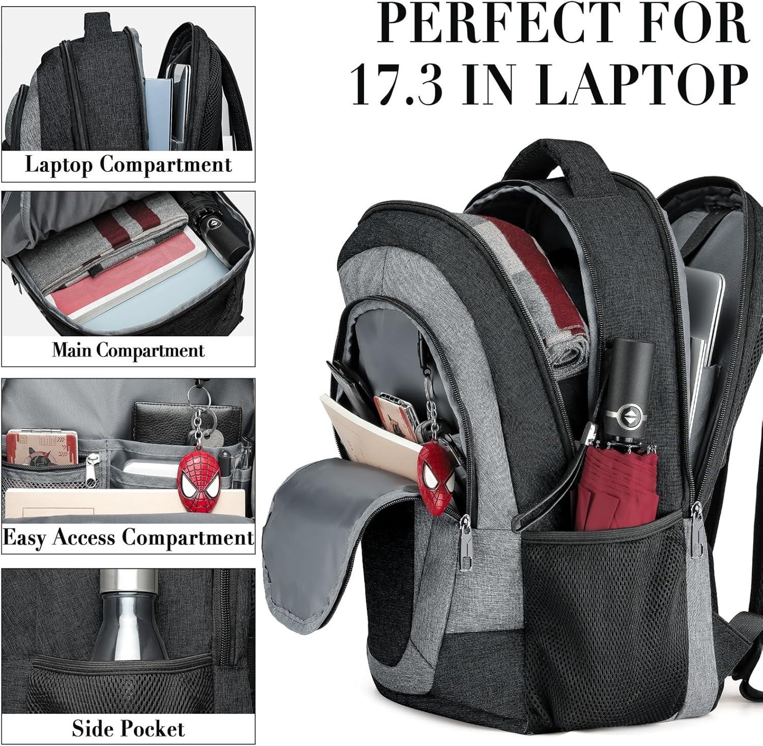 imageBIKROD Backpack for Women and Men Extra Large School Backpacks for Teens Water Resistant Back Pack Fits 17 Inch Laptop Business Anti Theft Sturdy Computer Bag Gifts PurpleBlackgrey