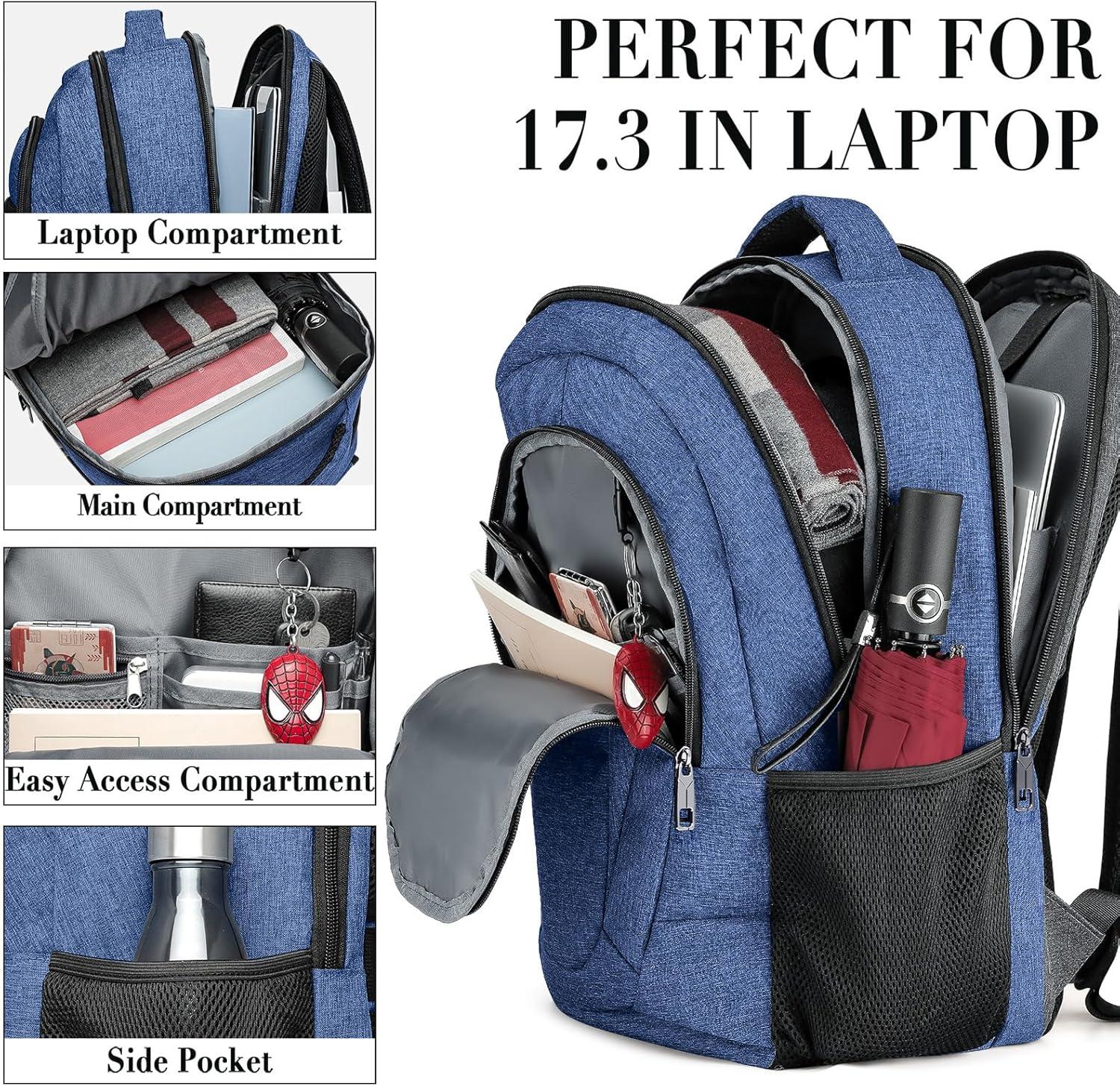imageBIKROD Unisex Rose Laptop Backpack Suitable for College Students 17inch Laptop Compartment Spacious Interior USB Charging Port AntiTheft Design Comfortable Back PanelBlue