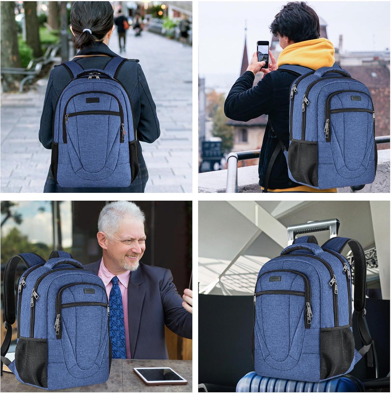 imageBIKROD Unisex Rose Laptop Backpack Suitable for College Students 17inch Laptop Compartment Spacious Interior USB Charging Port AntiTheft Design Comfortable Back PanelBlue
