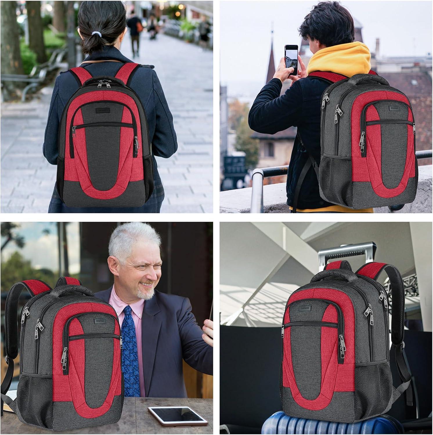 imageBIKROD Unisex Rose Laptop Backpack Suitable for College Students 17inch Laptop Compartment Spacious Interior USB Charging Port AntiTheft Design Comfortable Back PanelBlackred