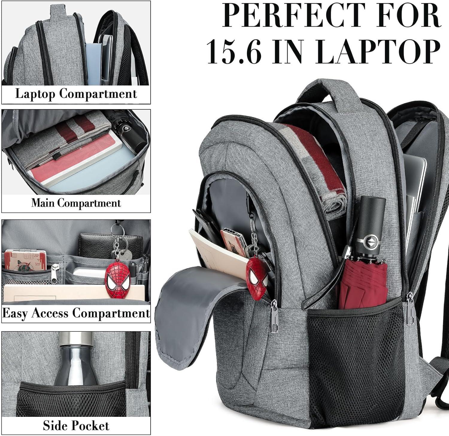 imageBIKROD Unisex Rose Laptop Backpack Suitable for College Students 17inch Laptop Compartment Spacious Interior USB Charging Port AntiTheft Design Comfortable Back PanelGrey