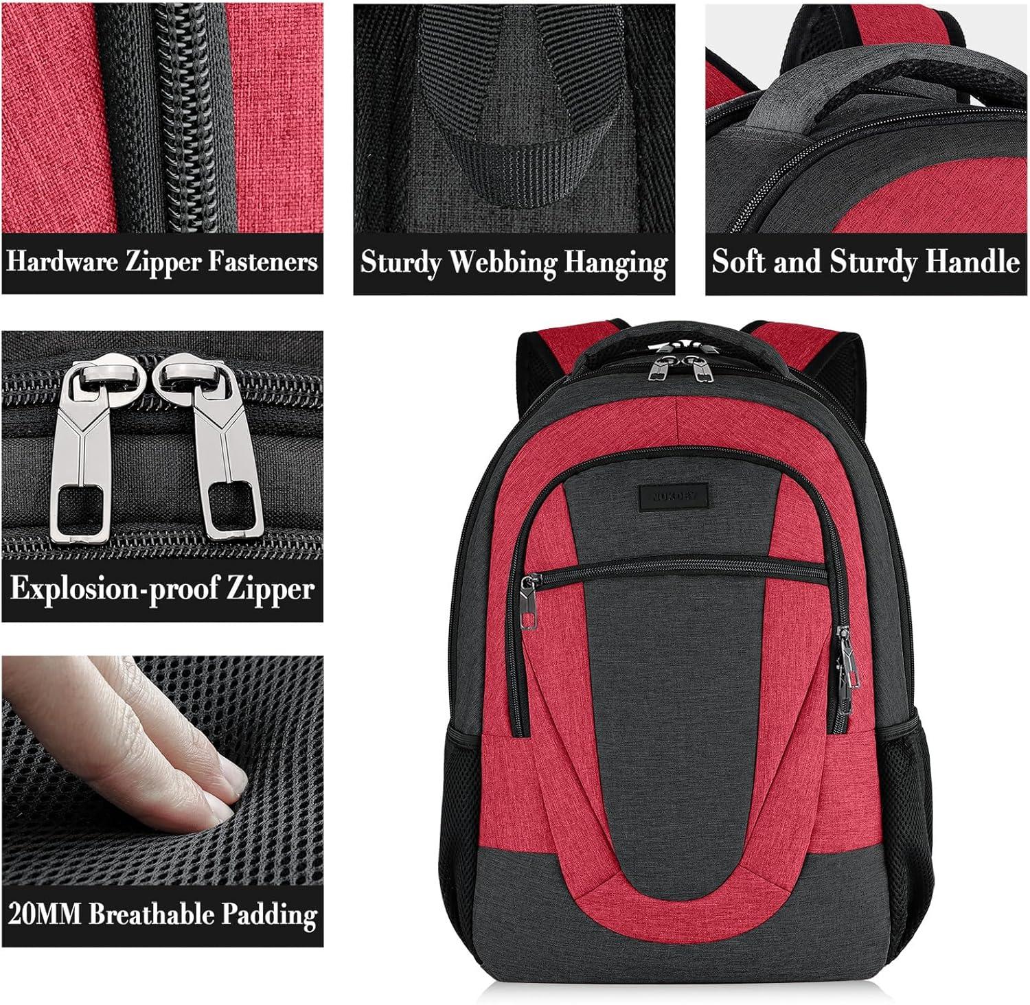 imageBIKROD Unisex Rose Laptop Backpack Suitable for College Students 17inch Laptop Compartment Spacious Interior USB Charging Port AntiTheft Design Comfortable Back PanelBlackred