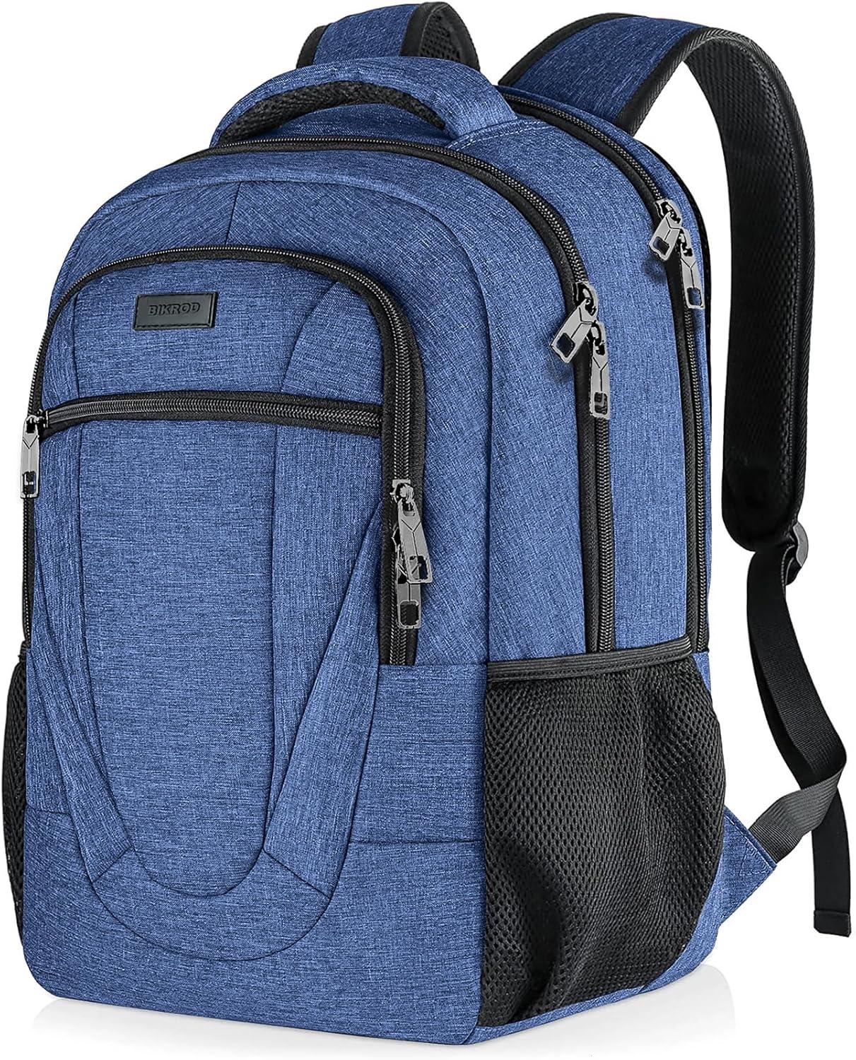 imageBIKROD Unisex Rose Laptop Backpack Suitable for College Students 17inch Laptop Compartment Spacious Interior USB Charging Port AntiTheft Design Comfortable Back PanelBlue