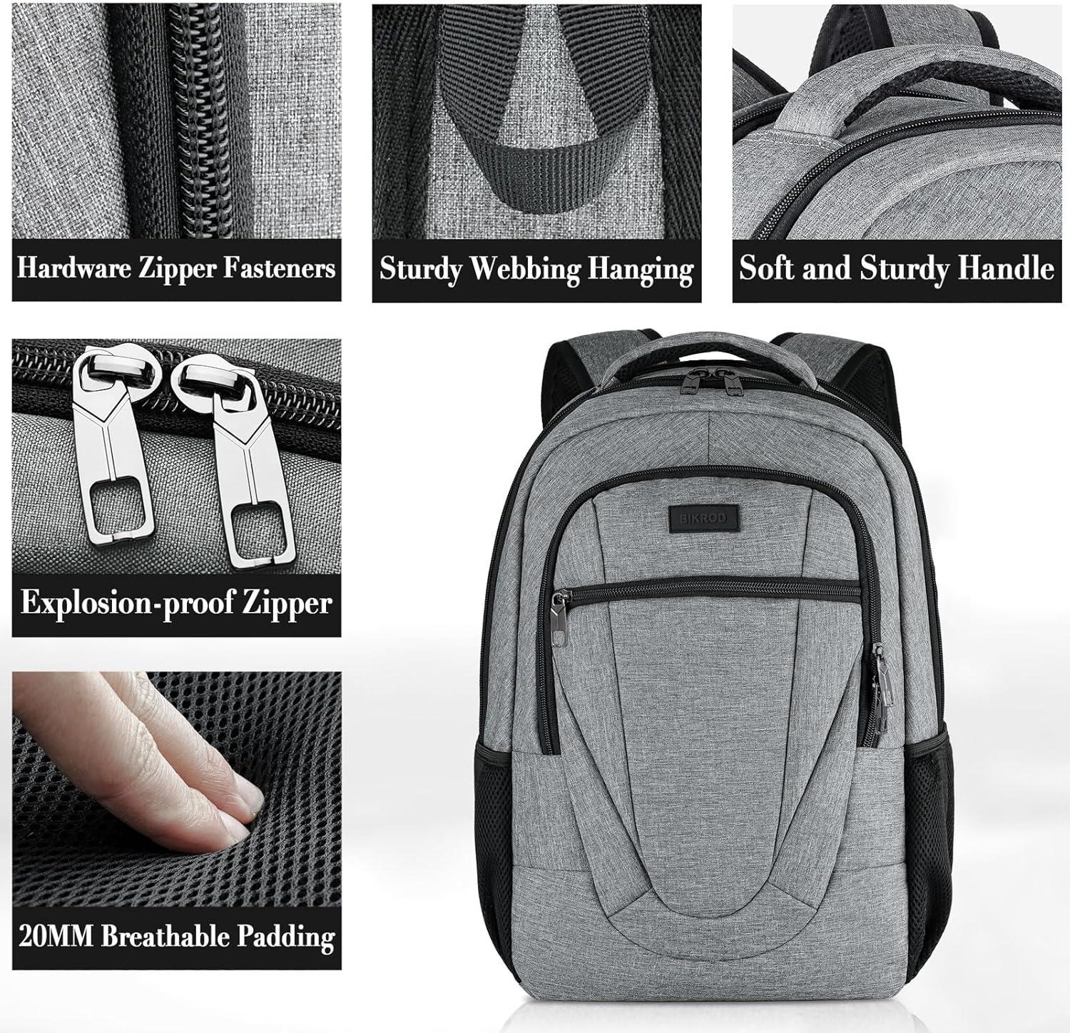 imageBIKROD Unisex Rose Laptop Backpack Suitable for College Students 17inch Laptop Compartment Spacious Interior USB Charging Port AntiTheft Design Comfortable Back PanelGrey
