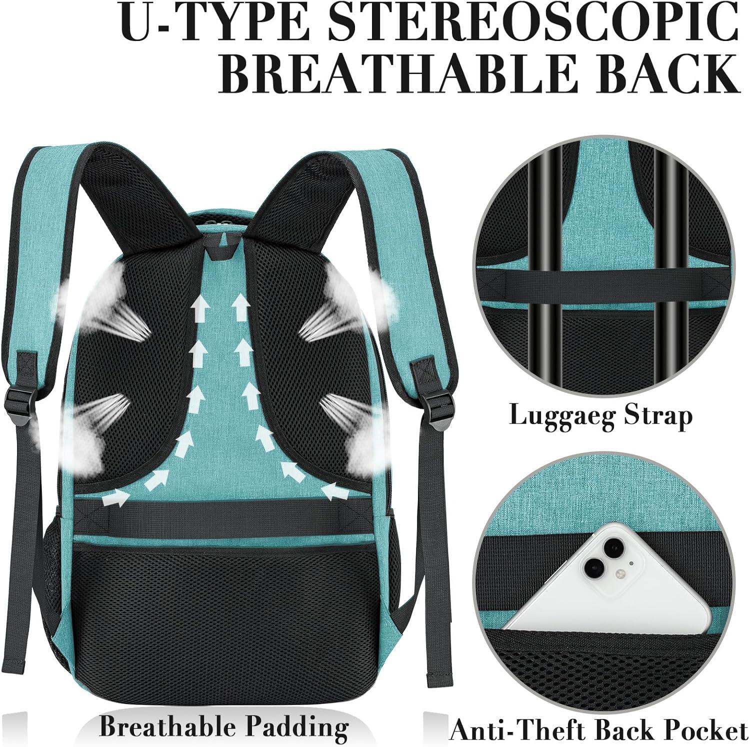 imageBIKROD Unisex Rose Laptop Backpack Suitable for College Students 17inch Laptop Compartment Spacious Interior USB Charging Port AntiTheft Design Comfortable Back PanelTeal