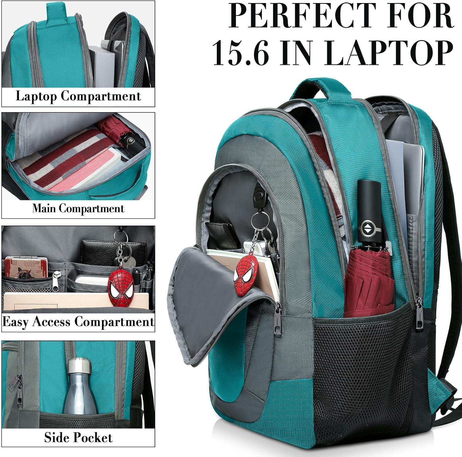 imageBIKROD Unisex Rose Laptop Backpack Suitable for College Students 17inch Laptop Compartment Spacious Interior USB Charging Port AntiTheft Design Comfortable Back PanelGreengrey