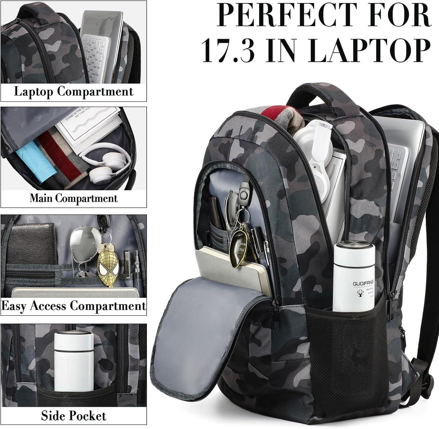 imageBIKROD Unisex Rose Laptop Backpack Suitable for College Students 17inch Laptop Compartment Spacious Interior USB Charging Port AntiTheft Design Comfortable Back PanelCamouflage