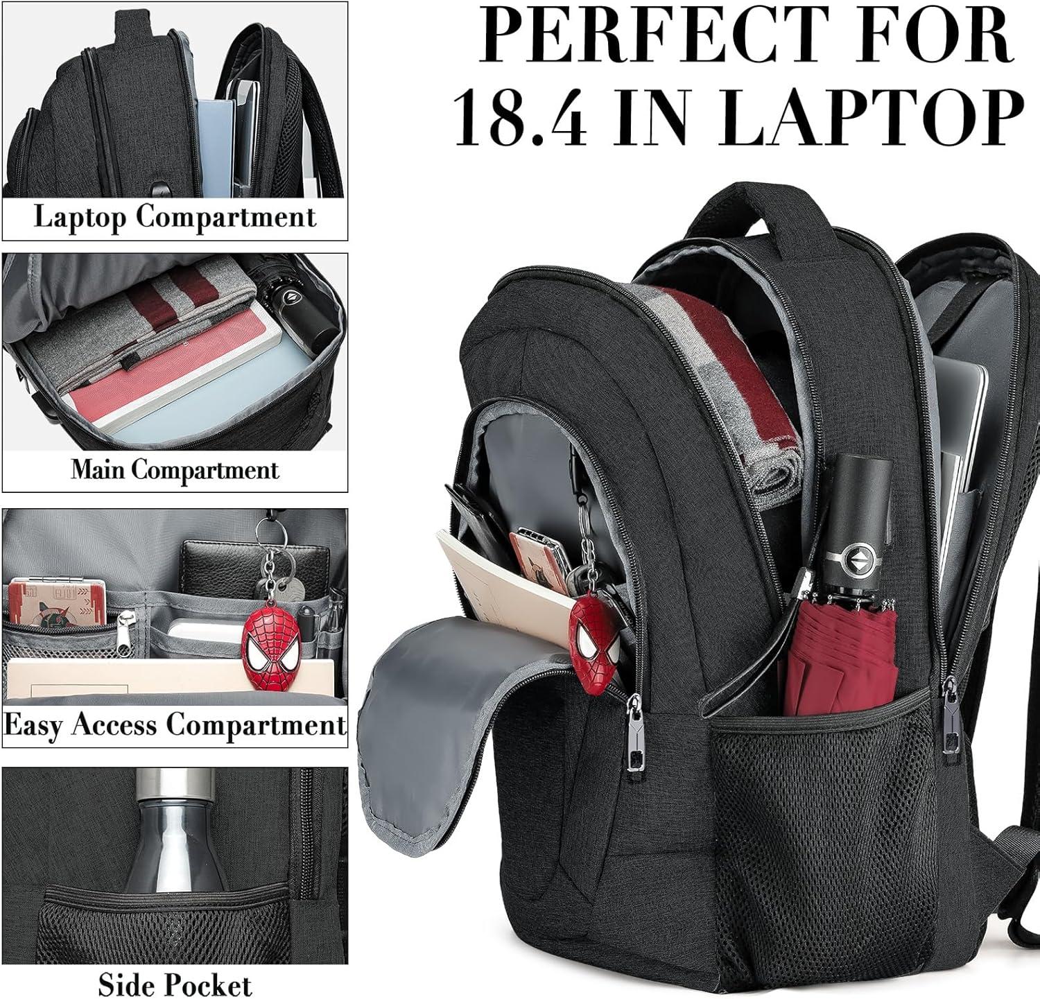 imageBIKROD Unisex Rose Laptop Backpack Suitable for College Students 17inch Laptop Compartment Spacious Interior USB Charging Port AntiTheft Design Comfortable Back PanelBlack