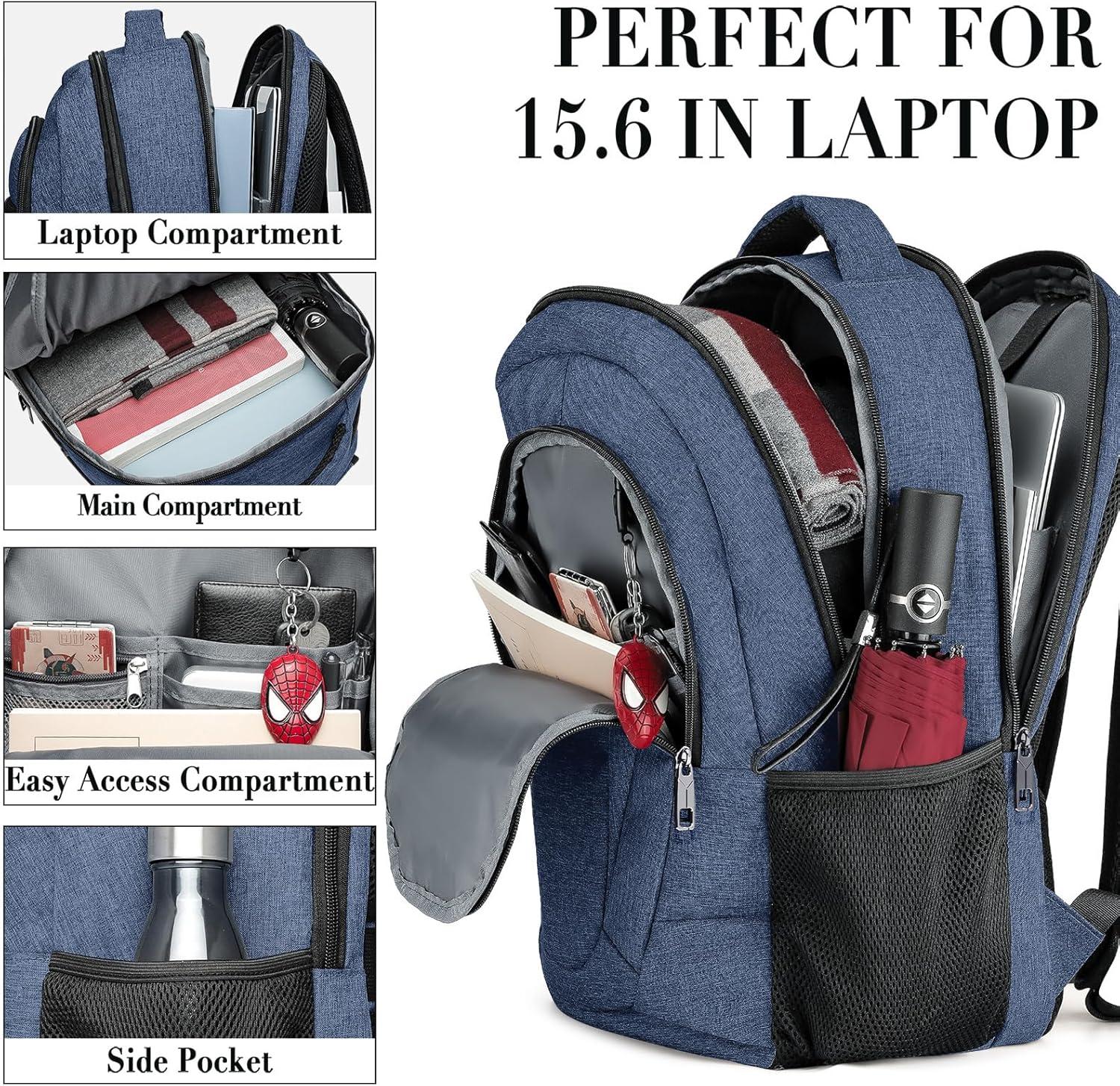 imageBIKROD Unisex Rose Laptop Backpack Suitable for College Students 17inch Laptop Compartment Spacious Interior USB Charging Port AntiTheft Design Comfortable Back PanelBlue