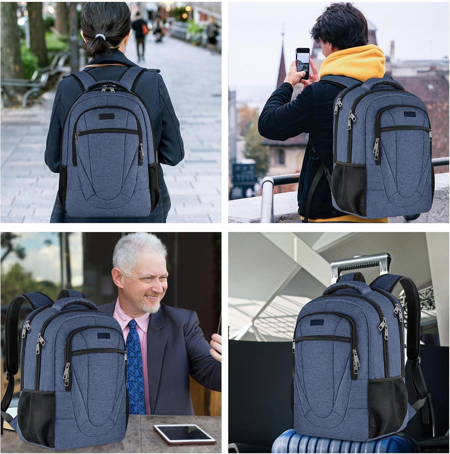 imageBIKROD Unisex Rose Laptop Backpack Suitable for College Students 17inch Laptop Compartment Spacious Interior USB Charging Port AntiTheft Design Comfortable Back PanelBlue