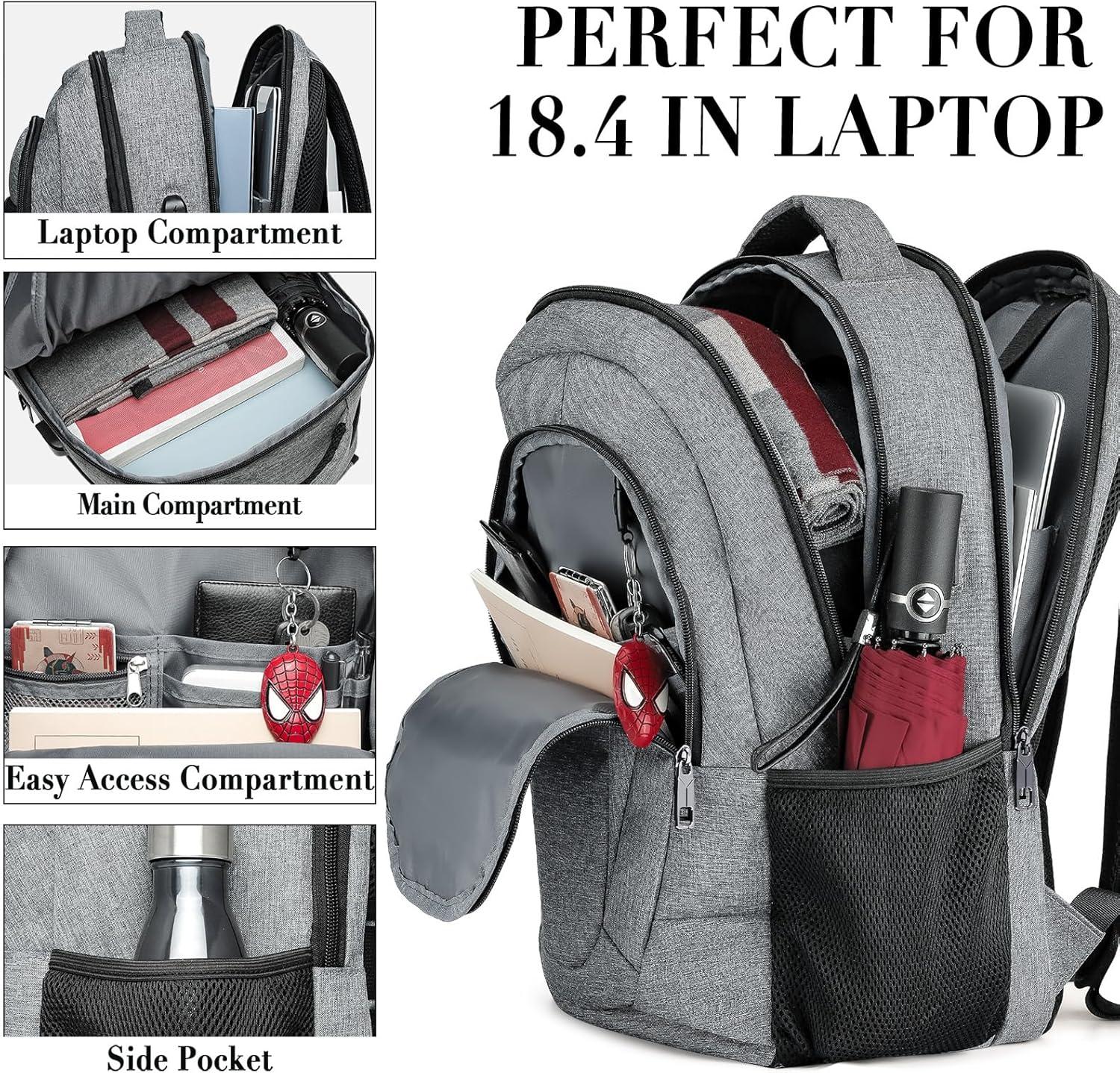 imageBIKROD Unisex Rose Laptop Backpack Suitable for College Students 17inch Laptop Compartment Spacious Interior USB Charging Port AntiTheft Design Comfortable Back PanelGrey