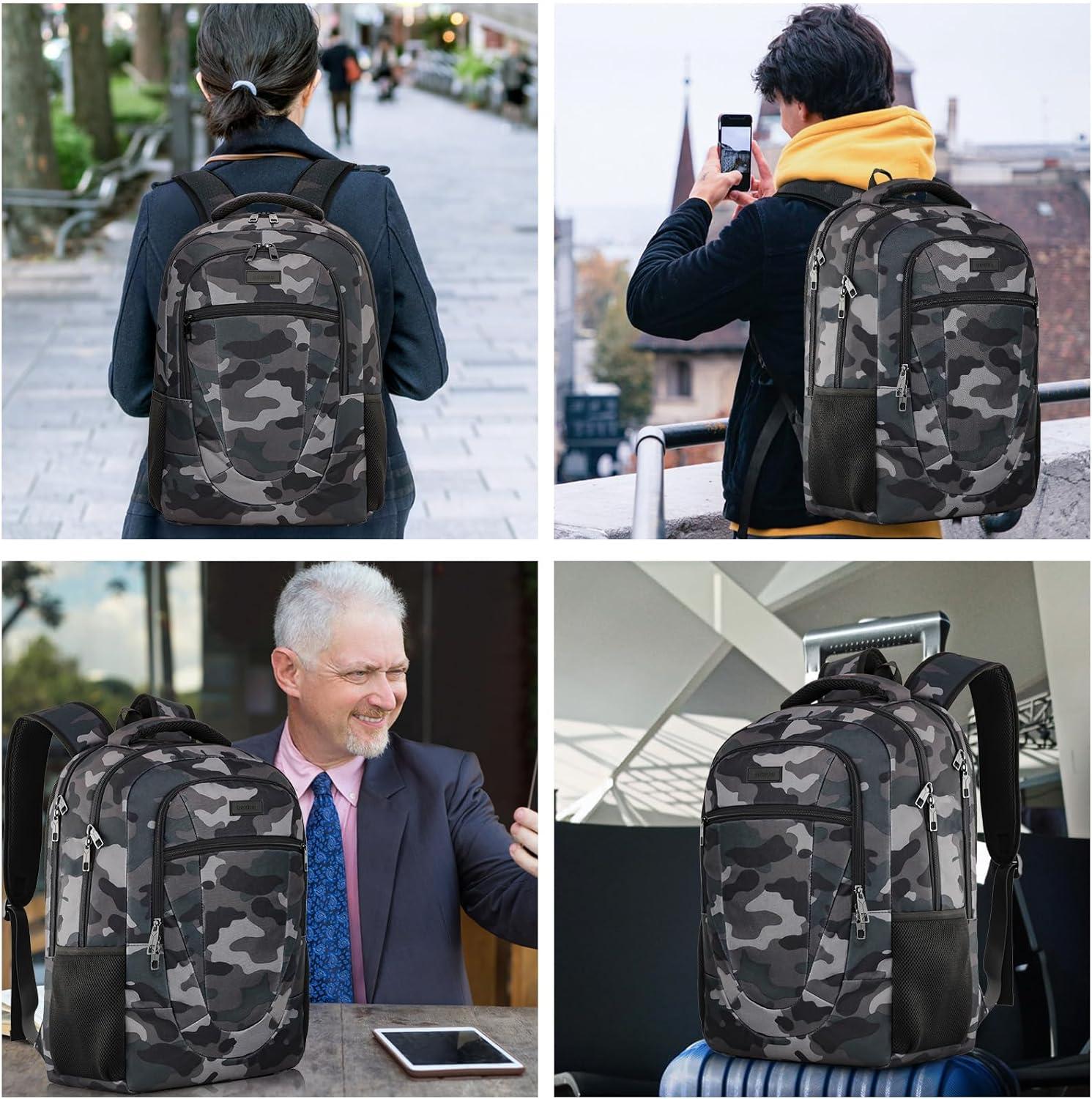 imageBIKROD Unisex Rose Laptop Backpack Suitable for College Students 17inch Laptop Compartment Spacious Interior USB Charging Port AntiTheft Design Comfortable Back PanelCamouflage
