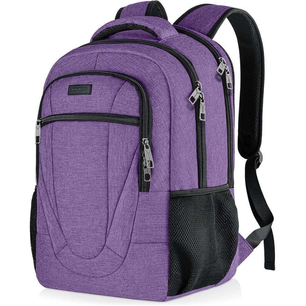 imageBIKROD Unisex Rose Laptop Backpack Suitable for College Students 17inch Laptop Compartment Spacious Interior USB Charging Port AntiTheft Design Comfortable Back PanelPurple