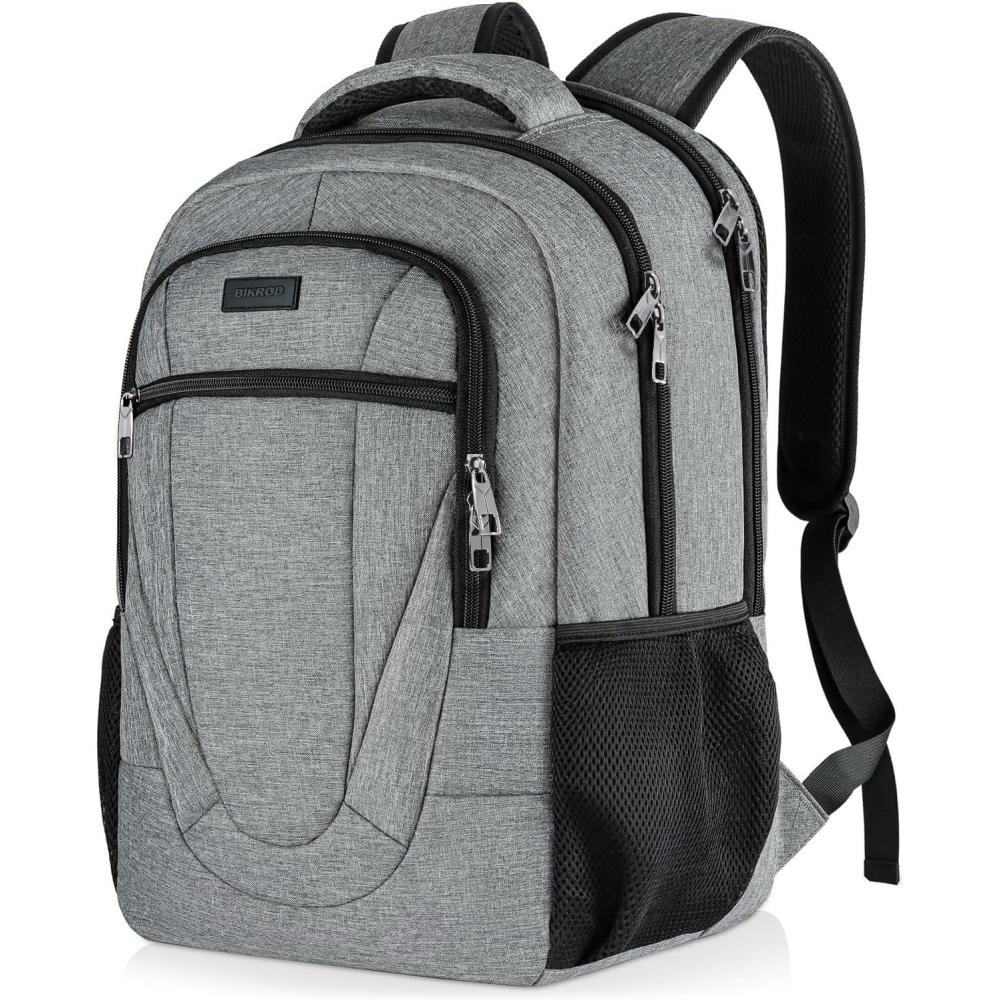 imageBIKROD Unisex Rose Laptop Backpack Suitable for College Students 17inch Laptop Compartment Spacious Interior USB Charging Port AntiTheft Design Comfortable Back PanelGrey