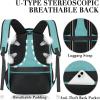 BIKROD Unisex Rose Laptop Backpack, Suitable for College Students, 17-inch Laptop Compartment, Spacious Interior, USB Charging Port, Anti-Theft Design, Comfortable Back Panel(Teal)