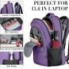 BIKROD Unisex Rose Laptop Backpack, Suitable for College Students, 17-inch Laptop Compartment, Spacious Interior, USB Charging Port, Anti-Theft Design, Comfortable Back Panel(Purple)