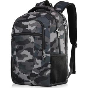 BIKROD Unisex Rose Laptop Backpack, Suitable for College Students, 17-inch Laptop Compartment, Spacious Interior, USB Charging Port, Anti-Theft Design, Comfortable Back Panel(Camouflage)