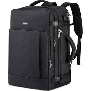 Travel Backpack for Men and Women, 40L Extra Large Flight Approved Carry on Backpack with Sturdy Zipper, 17.3 Inch Laptop Backpack with USB Charger Port & Luggage Sleeve, School Backpack, Black(Black)